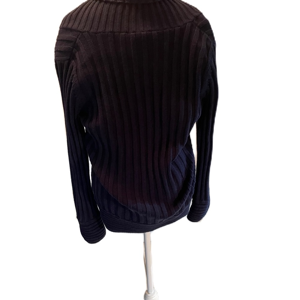 Chadwick’s Navy Blue Cross Wrap Front V-Neck Thick Long Sleeve Sweater Medium - Picture 4 of 10